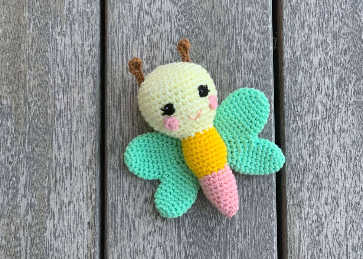 cute crochet butterfly rattle