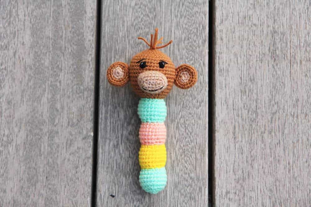 crochet monkey baby rattle free pattern